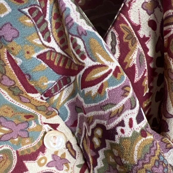 Vintage 90s San Andre Long Sleeve Asymmetrical Shawl Neck Blouse Paisley Sz 12 - Picture 14 of 14